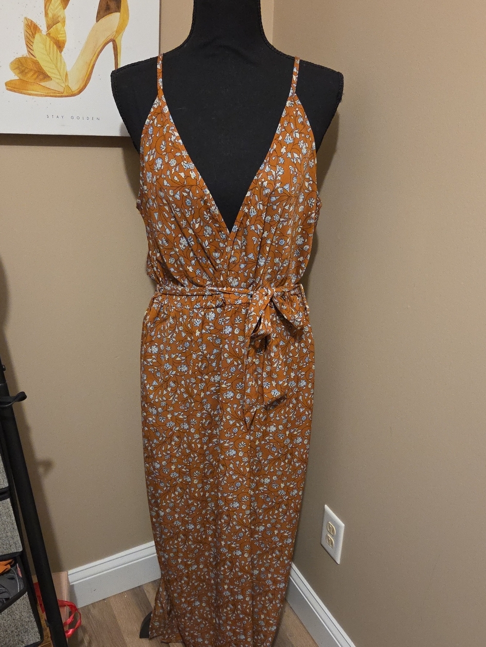 Source Unknown Rust Floral Maxi Dress- EUC